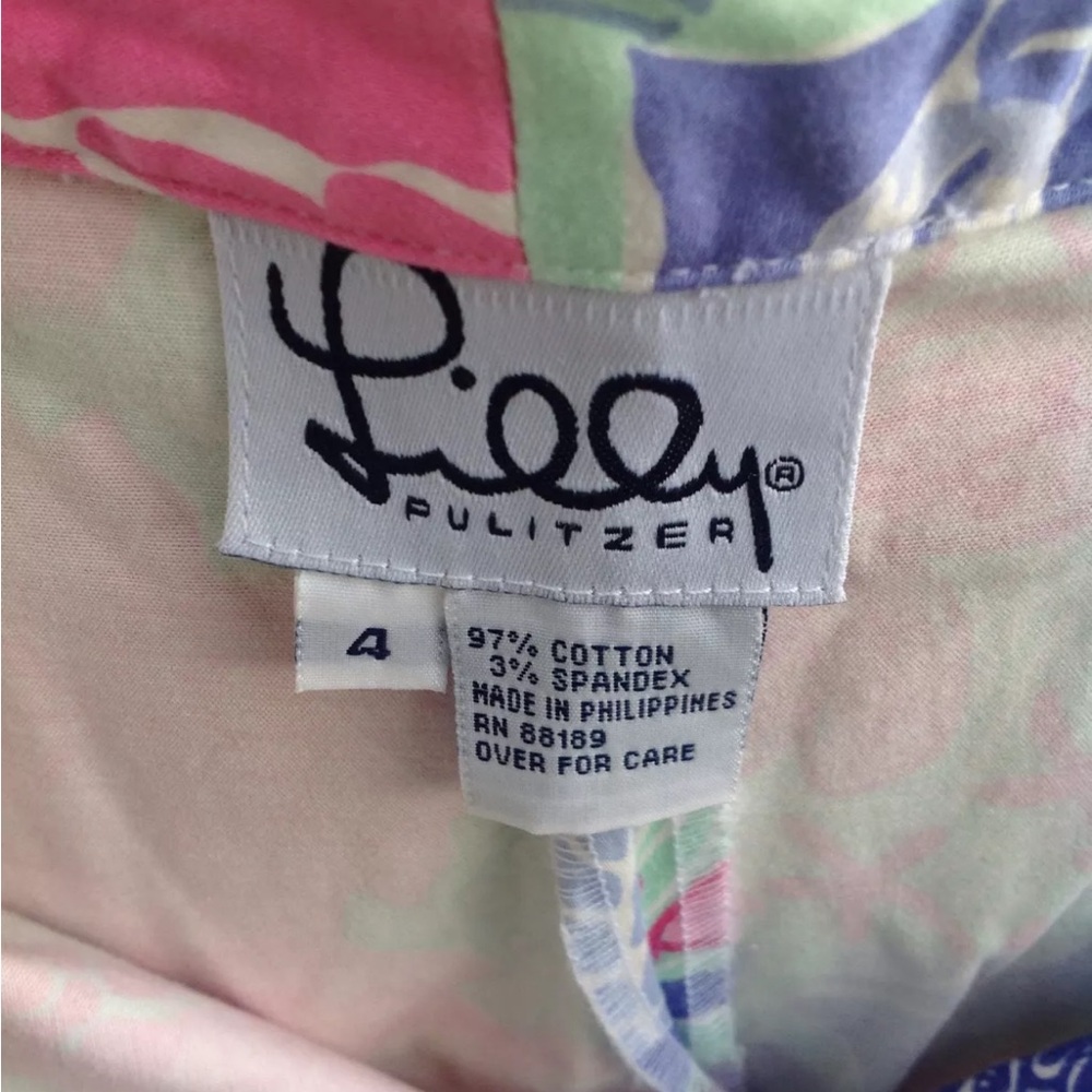 Lilly Pulitzer Blue Patchwork Patch Floral Pants … - image 4